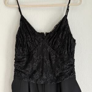 Express Womens Lace Bodice Cami Jumpsuit V-Neck Sleeveless Black Size XL
